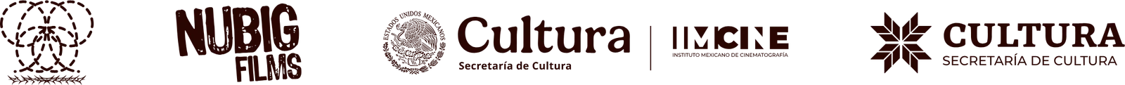 Logotipos de las instituciones y colectivos que respaldan el festival, entre ellos Nubig Films, la Secretaría de Cultura e IMCINE.